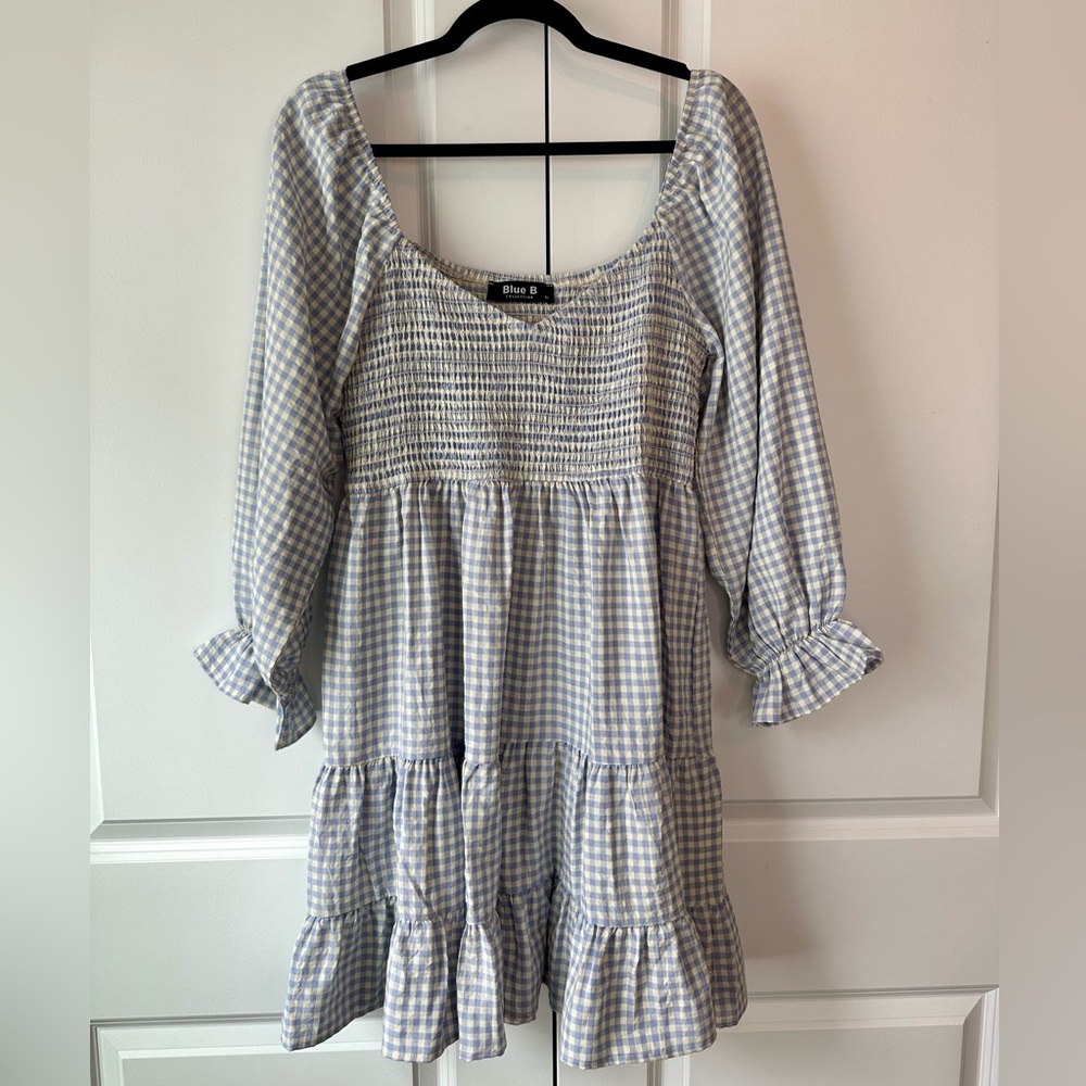 Blue B Collection Blue Gingham Smocked Dress (Size XL)